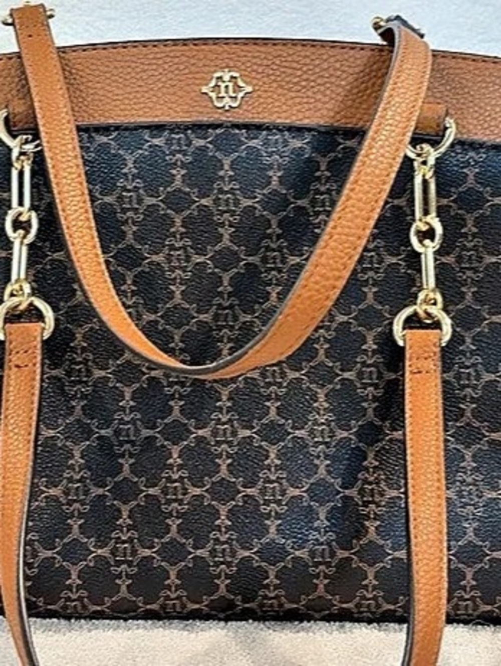 Nanette Lepore Geometric Tote in Brown & Black